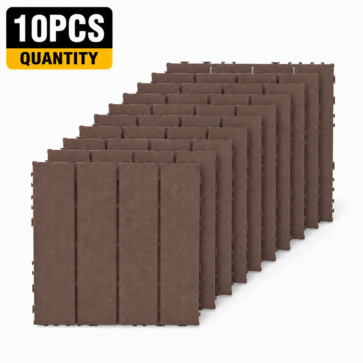 10/20/40pcs Brown Interlocking Outdoor Deck Tiles Suitable For Patio, Balcony, Terrace & Porch - Plastic Panels, Installation, Low Maintenance Garden Floor Tiles For Deck, Balcony, Terrace Covering