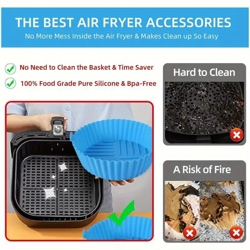 reusable silicone air fryer liner non stick flammation free baking tray for   cooking details 7