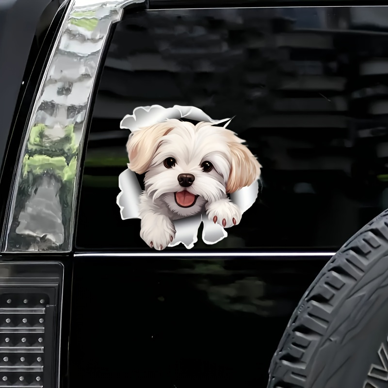 Image of Adorable 3d Puppy Peeking Decal - Self-adhesive Pvc Sticker For Cars, Laptops & Walls, Room Corners And Vehicle Rear Doors, Dog Accessories