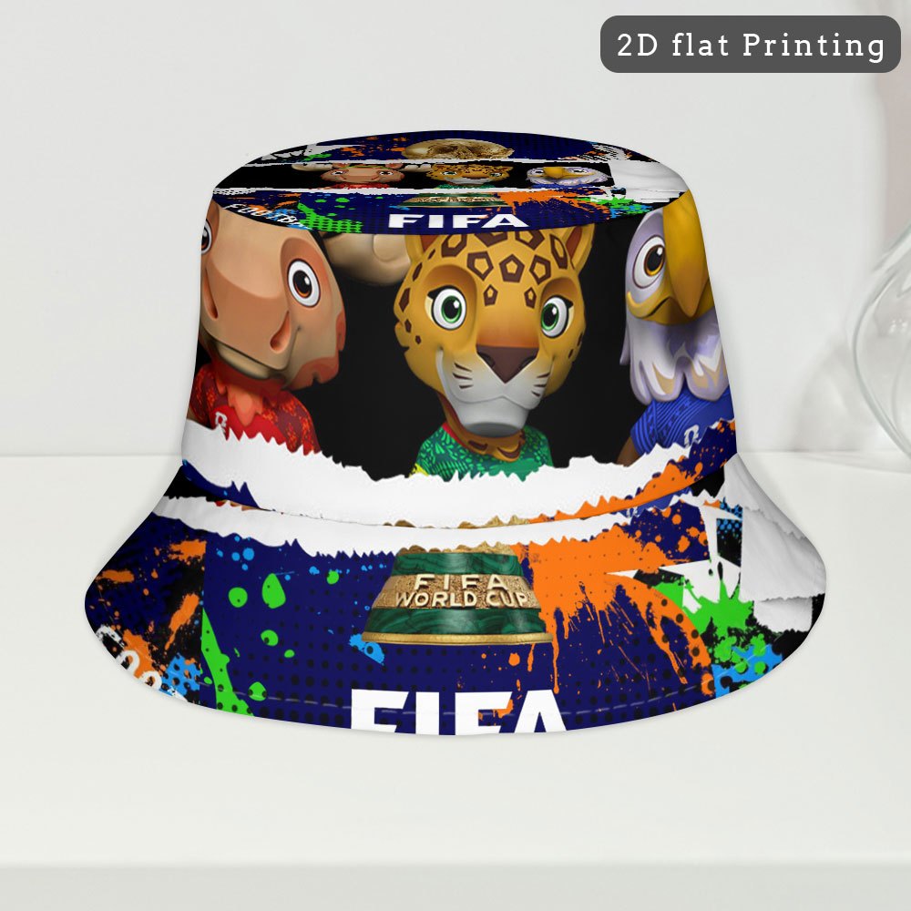 1pc FIFA World Cup Mascot Fisherman'S Hat - Selected Soft Fabric Bucket Hat, All-Over Print Design, More Comfortable to Wear, High-Quality And Durable