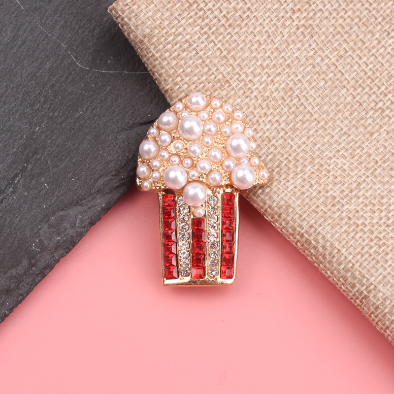 

Elegant Popcorn-inspired Brooch With Pearls - Luxurious Alloy, Unique Irregular Shape, Dresses & Sweaters