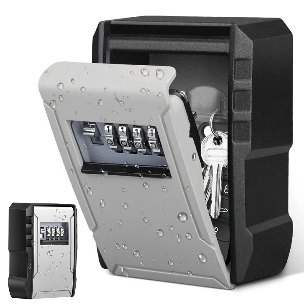 Mini Safe With Password Lock Built-in Detachable Hooks For Home Garage, Office, Warehouse, Residential, Can 8 Door Keys, Four-digit Combination Lock