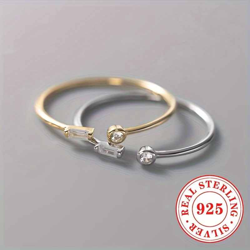 925 Silver Open Ring with Synthetic Zirconia, April Birthstone