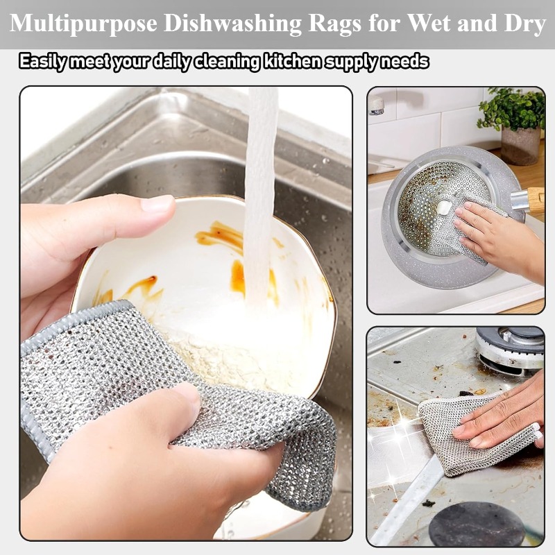 100pcs multi purpose dish cloths scratch mesh dish towels replace steel scrubbers ideal for cleaning pots pans and utensils oil removing quick drying durable cleaning cloths suitable for kitchen utensils and sink Product details 0
