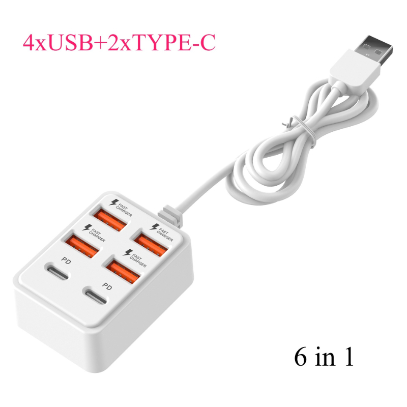 TEMU 1pc 4-in-1/6-in-1 66w Fast Charging Usb , High Power And Short Circuit Protection, (usb-a+pd) Port Smartphone, Tablet, Laptop, Usb Powered
