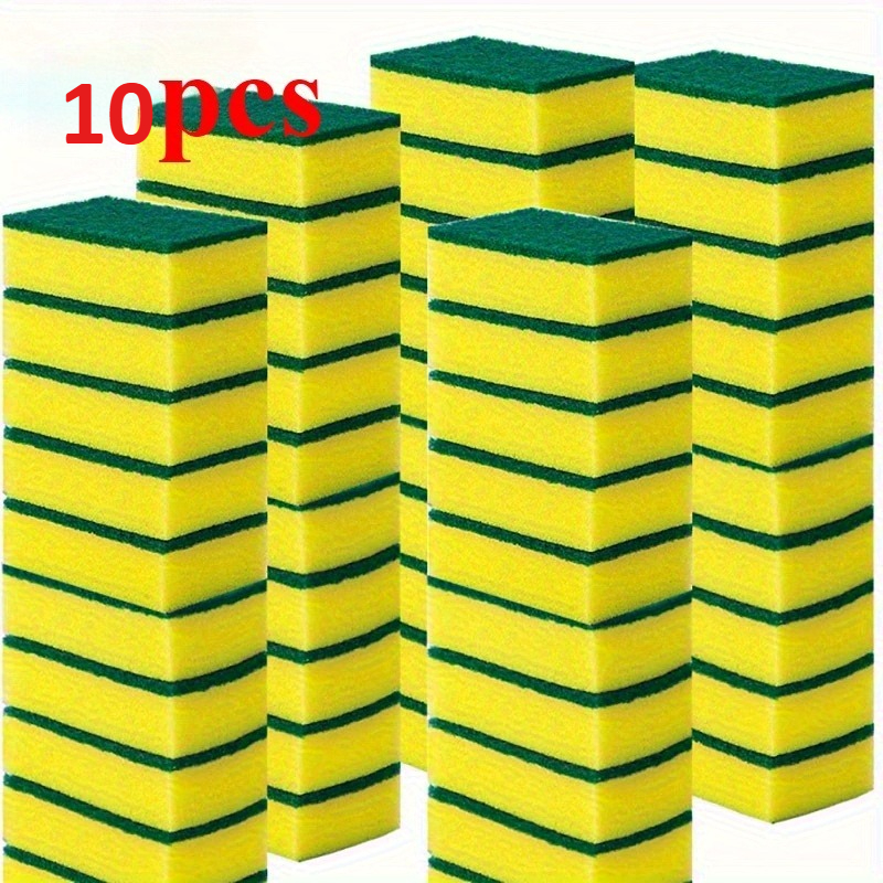 10pcs Kitchen Cleaning Sponges - High Absorbency, Rust & Oil Removal, Double-layer Design, Suitable For Utensils, Cookware, And Furniture