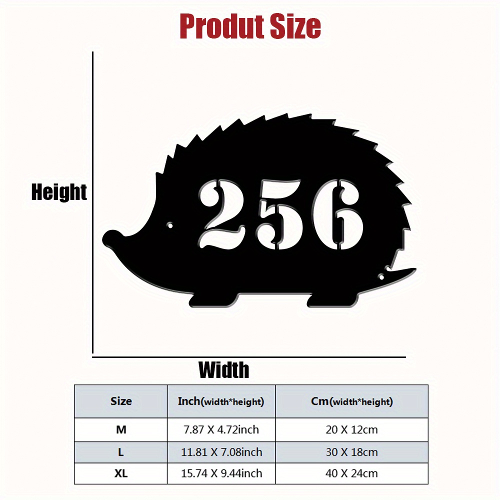 TEMU 1pc Pastoral Style Cute Hedgehog Metal Wall Art Custom Number Sign, Tag, Pet Door Sign, Street Name Plate, Outdoor Decor As Valentines Gift New