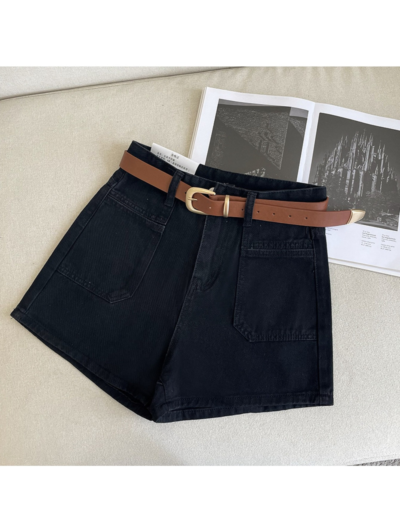パンツ andwang Baby office belt short pants S58c5f38ce7a6428c97ef048fa4f35