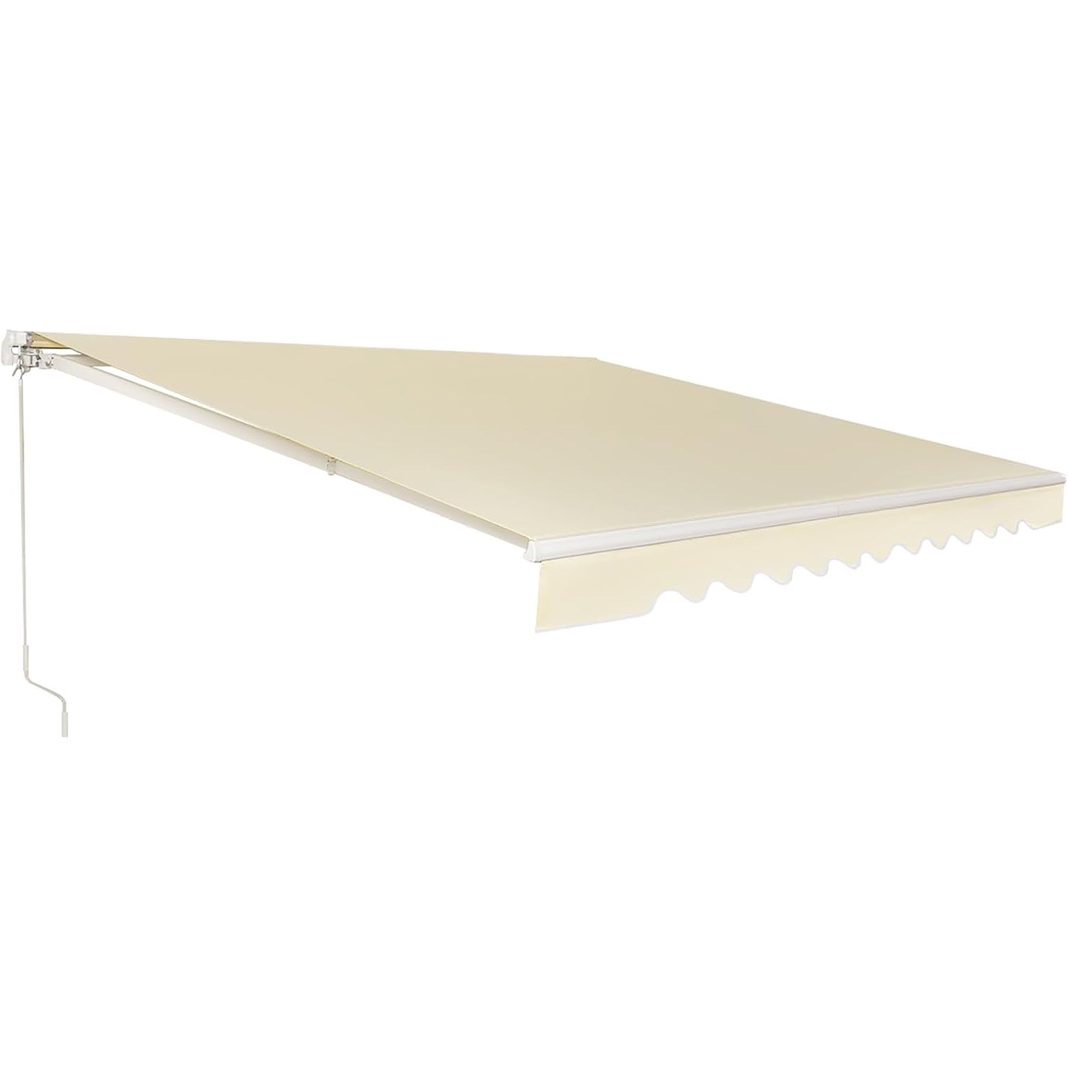 3 X 2.5m Patio Retractable Awning, Polyester Sunshade Cover W/ Manual Crank Handle, Heavy-duty Aluminum Frame, Adjustable Protection Shelter For Market, Beige