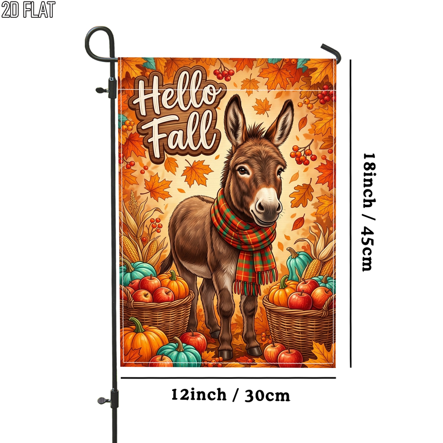 TEMU 2d Flat - 2d Flat 1pc Whimsical Donkey Outdoor Garden Flag Orange Flag No Flagpole For Yard Decoration Porch Decoration Garden Outside