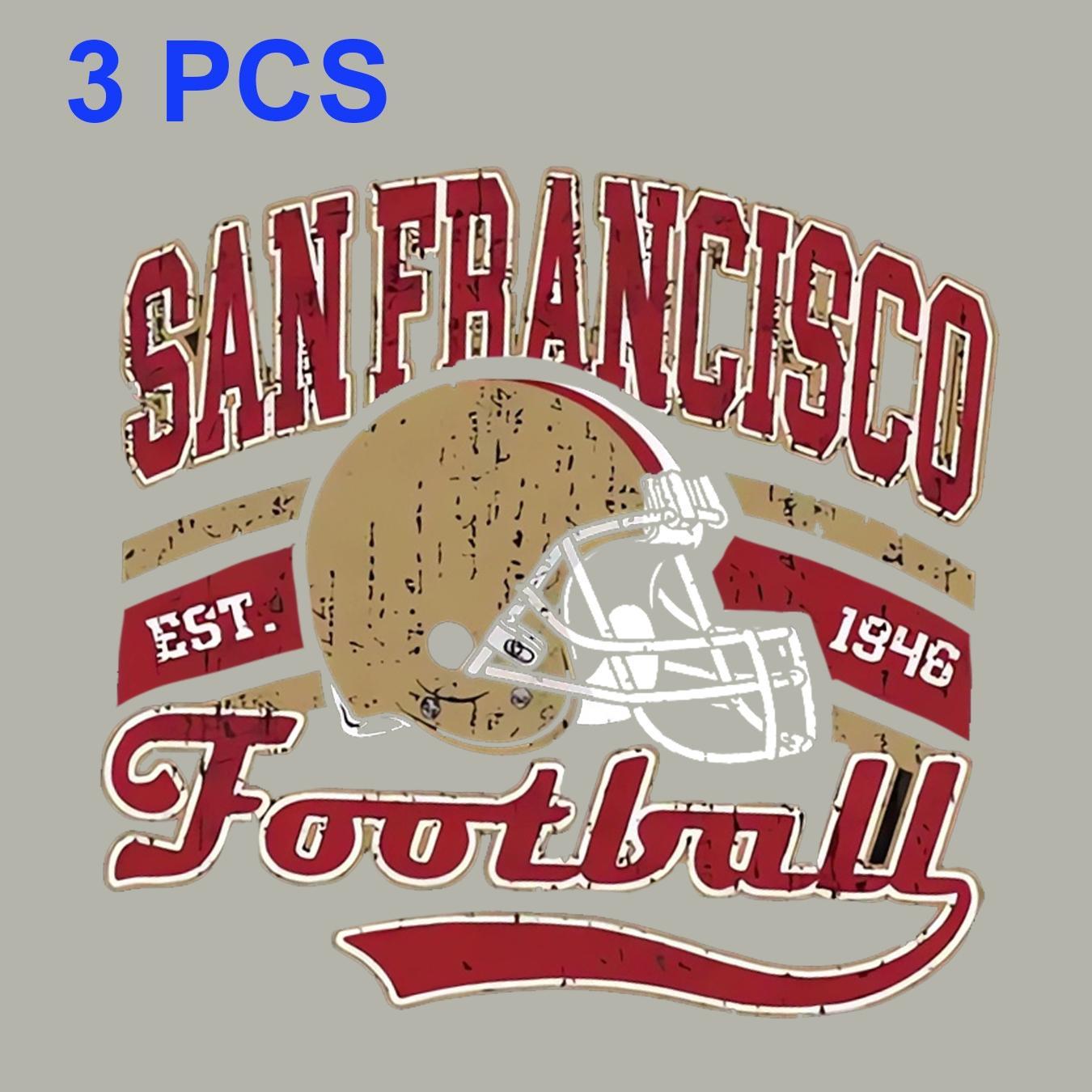 

3-pack San Football 1946 Iron-on Transfer Decals, Mixed Color Plastic Heat Transfer Patches For Diy T-shirts, Hoodies, Jeans, Bags & Pillows