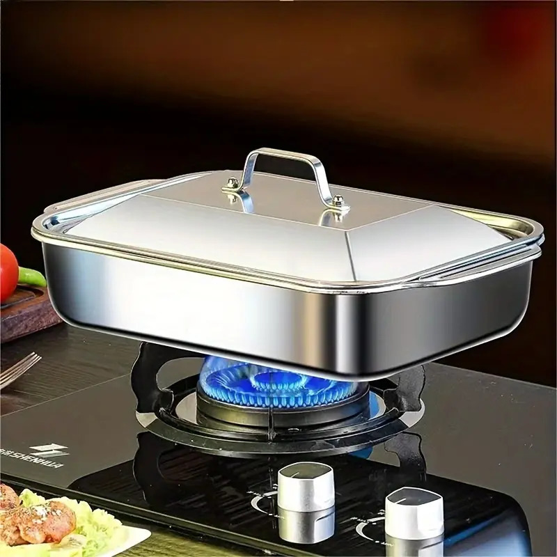 2pcs Oversized Heavy Duty Stainless Steel Bakeware with Lid-Non... product image 4