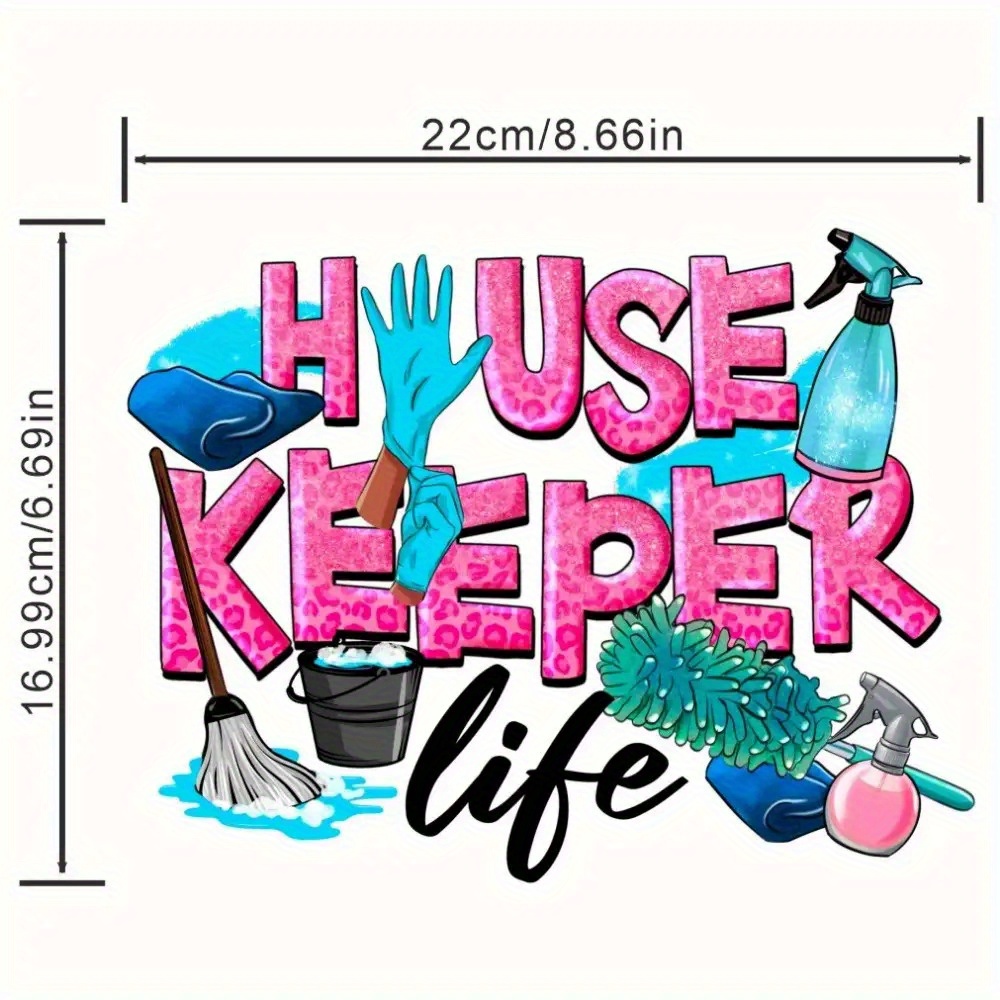 TEMU Life Theme Vinyl Iron-on Transfer Decal, Suitable For T-shirts, Washable Diy Heat Press Decal, Suitable For Clothing- Blue And Rose Red, Tshirt