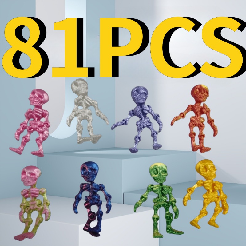TEMU 81pcs, Random Colors, . Compact And Exquisite Cool 3d Printed Collectible Small Ornaments, Suitable For Christmas Decorations, Halloween