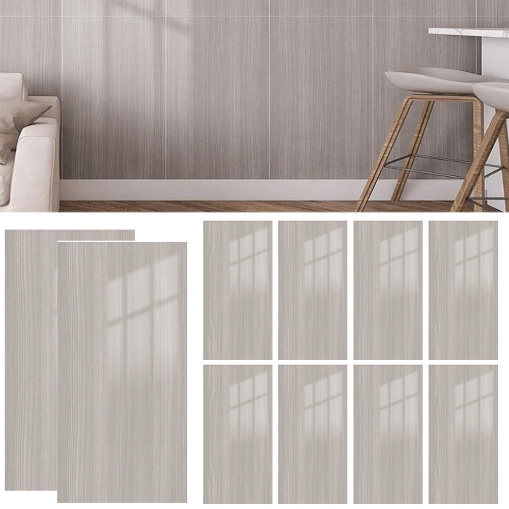 Image of 10pcs Pack Self-adhesive Pvc 3d Wall Panels Wood Look Tiles Suitable For Kitchen Bathroom Bedroom, Moistureproof Compatible Panels For Diy Renovation, Installation, Modern Wood Grain