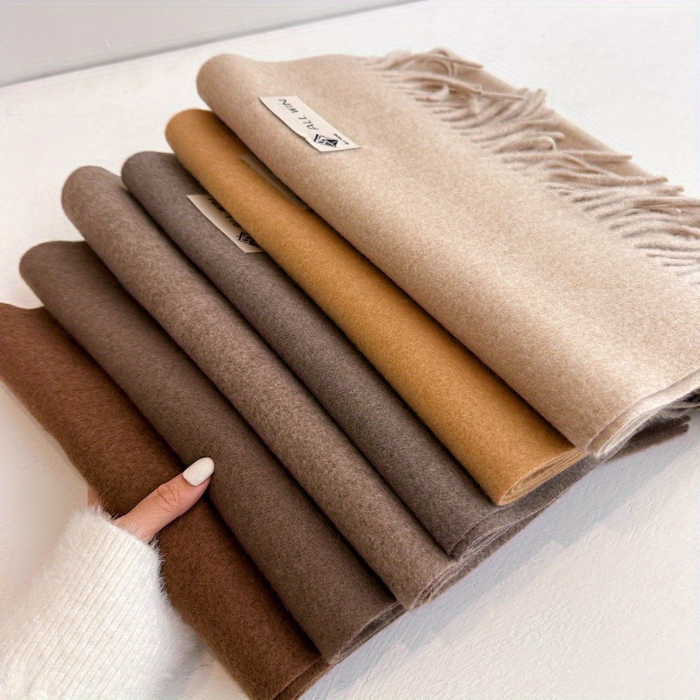 2023 Winter Casual Schal Warmer Pashmina Schal mit einfarbiger und Quaste für Fr