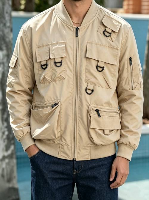 item picture 2026 western street trendy multi pocket mens multi zipper mature stable jacket coat