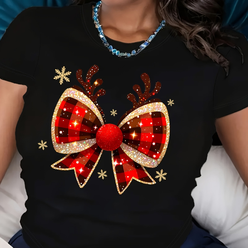 

Women'- Christmas Bow T- - , , Top