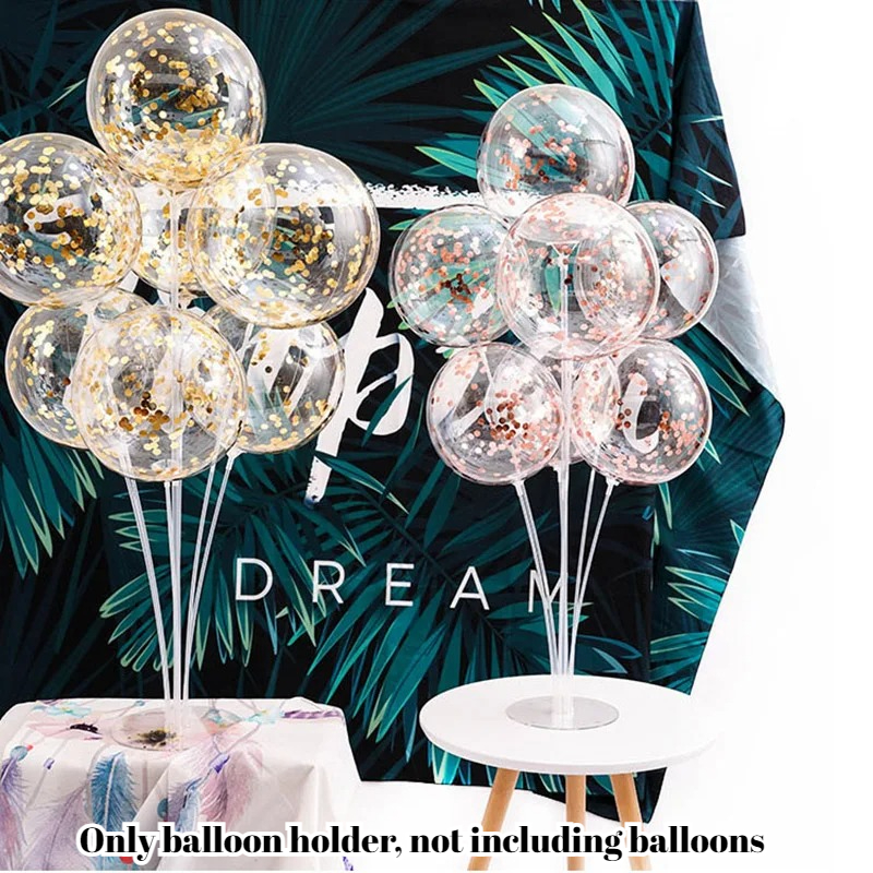 TEMU 14-tube/2-set Desktop Balloon Stand Kit, Transparent Balloon Centerpiece Stand, Reusable Balloon Holder Decoration, Suitable For Weddings,