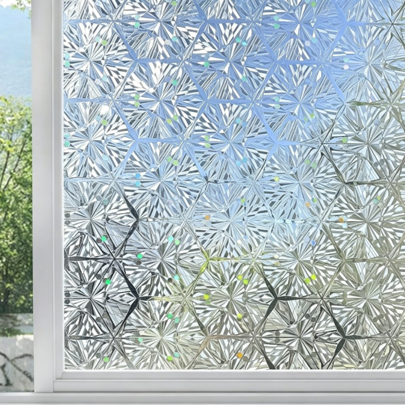 TEMU A Roll Of Classic Vintage New Diamond-pattern Window Stickers, Anti-peeping Privacy Frosted Static Cling Film For Bathrooms And Restrooms
