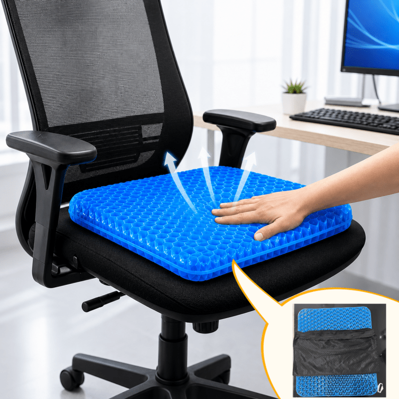 26 New Style Upgraded Extra-large Honeycomb Gel Seat Cushion, Thickened, Breathable, Non-slip, Cooling, Suitable For , Pressure And Pain From Prolonged Sitting, Compatible With Office Chairs