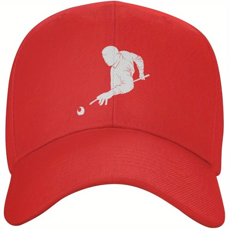 TEMU 2025 New Adjustable Black Baseball Cap With Billiards Player Design - Breathable, Sweat-absorbent Lining, Ideal For Sports & Outdoor Activities,