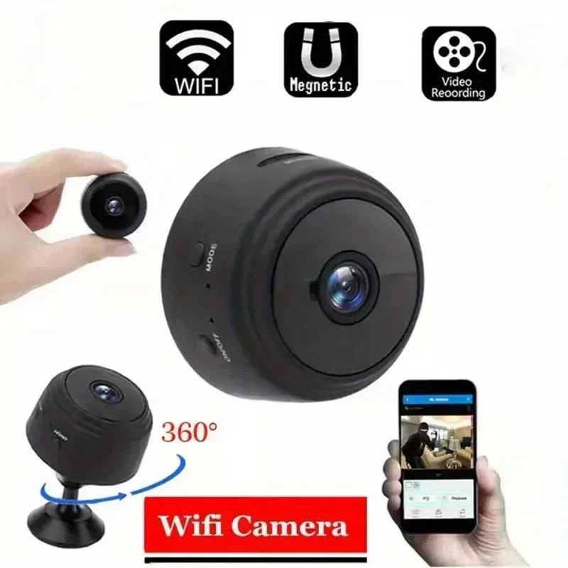 a9 1080p hd wifi mini surveillance a wireless corder for smart home usb powered remote access black for indoor use indoor sleek a design usb powered details 3