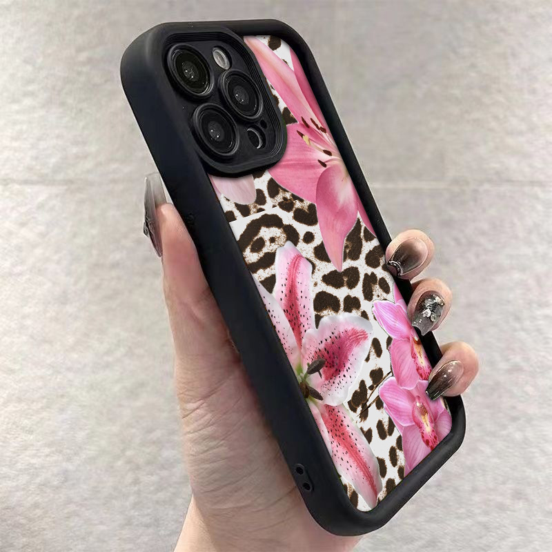 An Elegant Pink Leopard Print Design, Suitable for The TPU Phone Case for Iphone 15 Pro Max, Compatible with Iphone 14/ 13 Pro/ 12/ 11/ 7/ 24 Pro/ X/ Xr/ Xs Max, Featuring a High-Aesthetic Silicone Full-Body Protective
