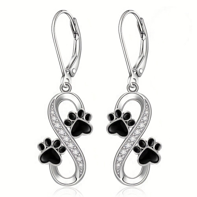 Image of Exquisite Zirconia Infinity Drop Earrings Cute Enamel Earrings Elegant Women's Earrings Jewelry For Daily Party And Holiday Perfect Birthday Gift