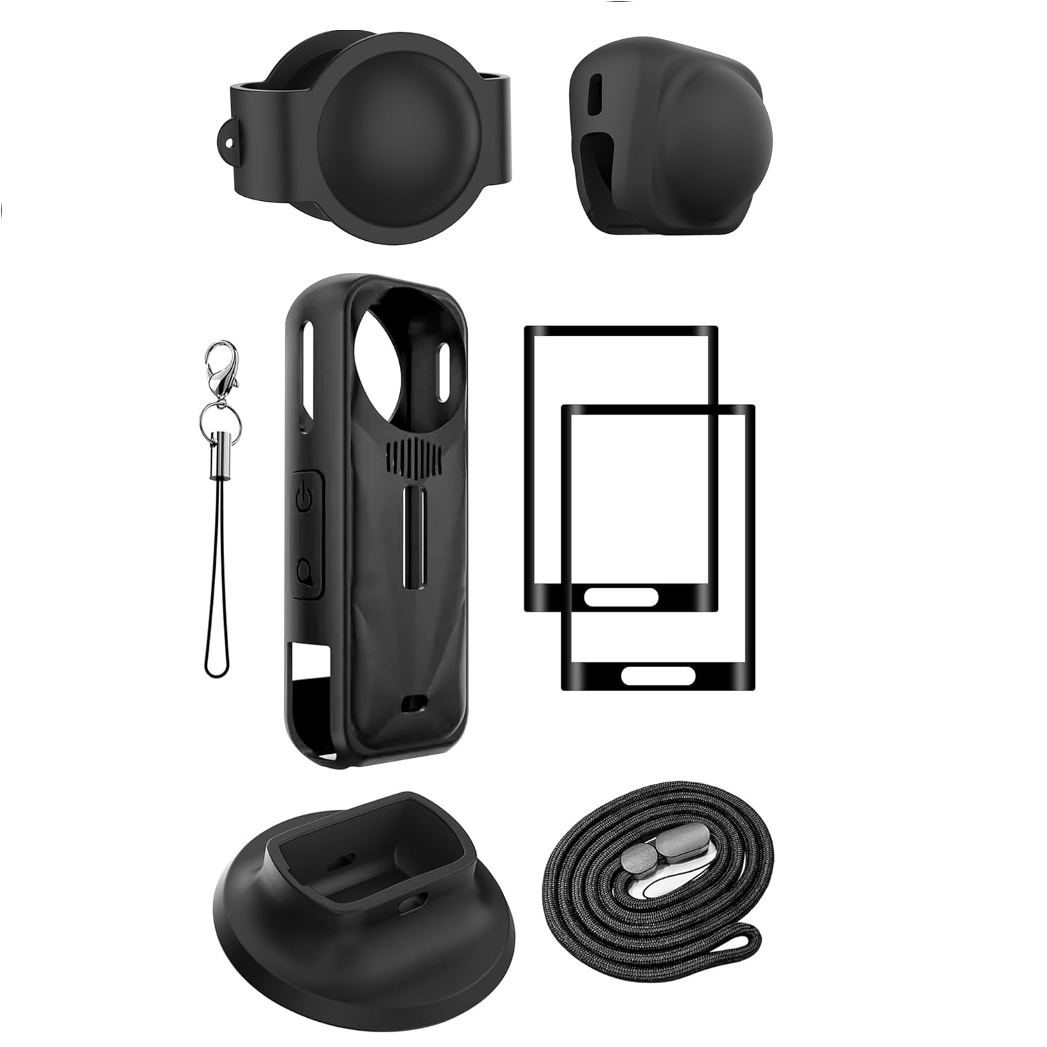 TEMU Kit d'accessoires de protection pour 360 X5 Optical, 2 protections d'écran en verre trempé, capuchon de lentille en caoutchouc, étui de