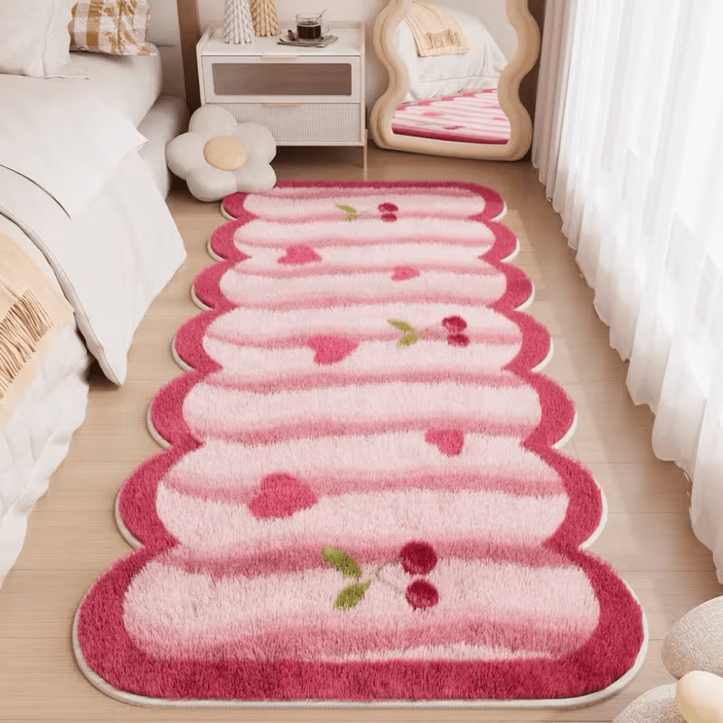 TEMU Faux Imitation Cashmere + 1000 + 10mm Korean-style Ins-inspired Sweet Bedroom Decorative Rug, Living Room Plush Rug, Fluffy And Soft Vanity Rug,