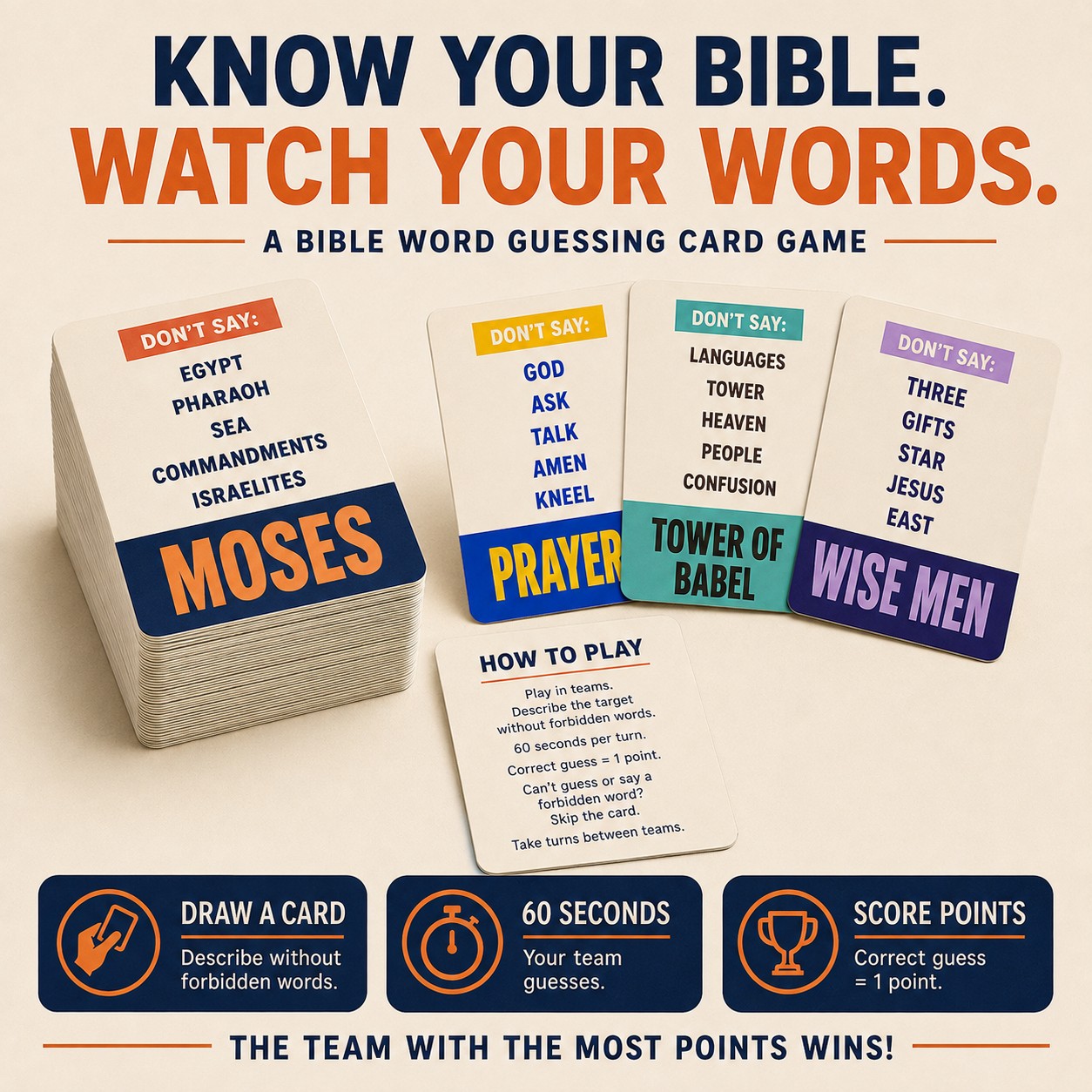TEMU Jeu de 55 cartes de interdits de la Bible, adapté pour du , les groupes d'étude biblique, les fêtes d'église - Liste de tabous chrétiens avec