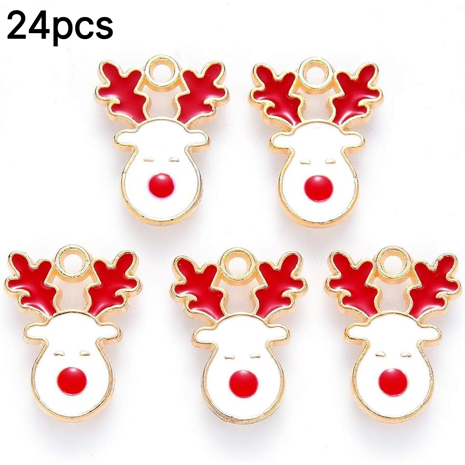 TEMU 24pcs Red- Reindeer Alloy Enamel Charms For Christmas Craft Making Keychains, Key Fob Additions Decoration And Personalized Bag Self-made