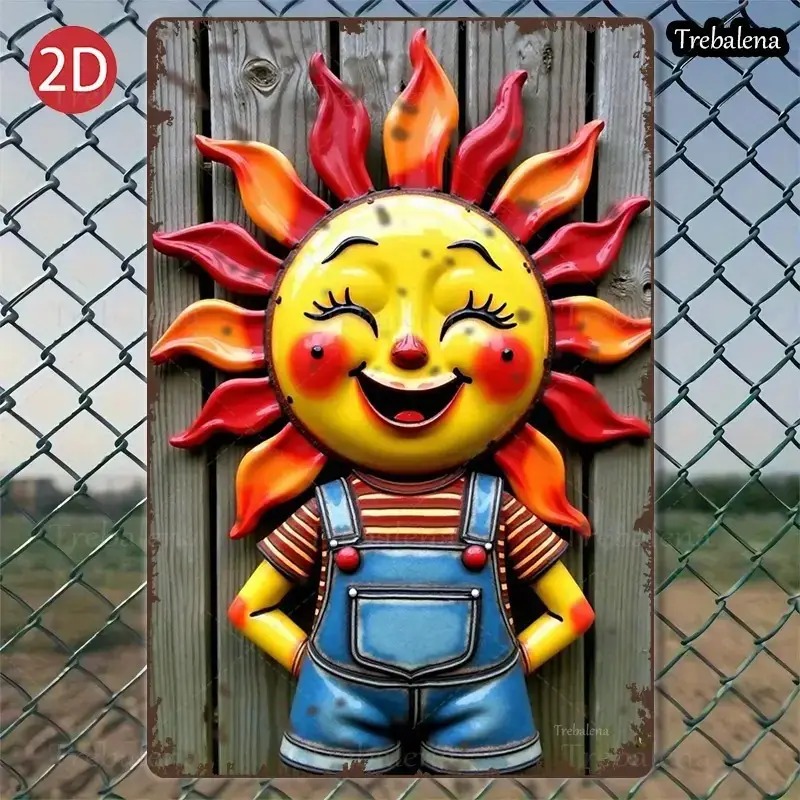 TEMU 2d Flat, 2d Flat - 1pc Of 2d Flat Vintage Embossed Iron Sign Featuring A Design Perfect For A To Your Outdoor Garden Or Patio. This Vibrant And