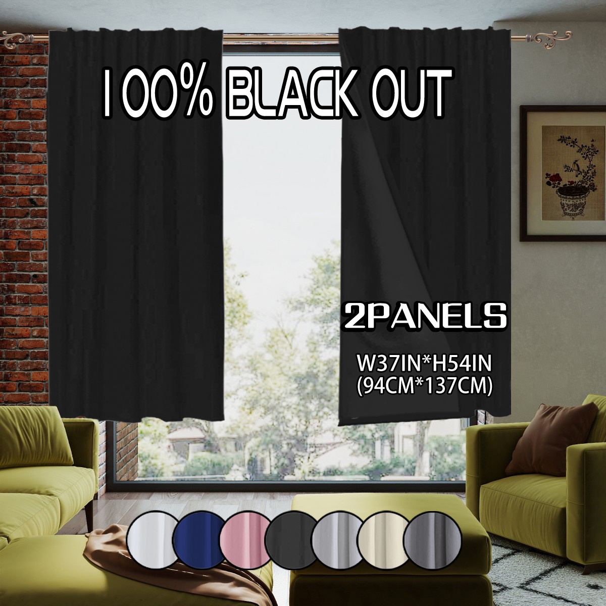 TEMU 2-panel Set, Made Of Polyester With A Vintage Laminated Finish. 100% Blackout, Noise-reducing, And Heat-insulating Curtains. Modern, Minimalist,