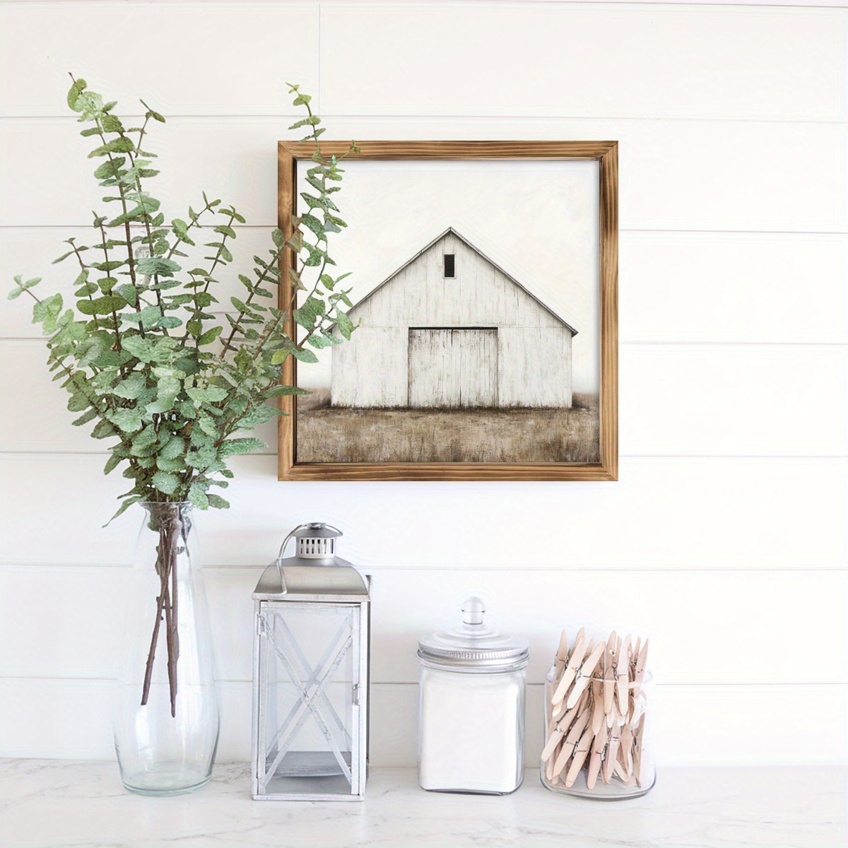 TEMU Minimalist Wood Wall Art - 8x8 Inch Framed Farmhouse Decor With , Ideal For Entryway, Bedroom, Bathroom, And Kitchen, Perfect Housewarming Gift,