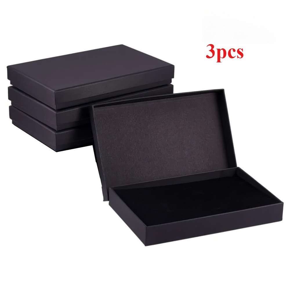 TEMU Cadeau pour Elle/Lui 1/3 pièces Boîte Cadeau Rigide de Qualité Supérieure en Carton Noir avec Doublure en Éponge, Boîte de Rangement pour et