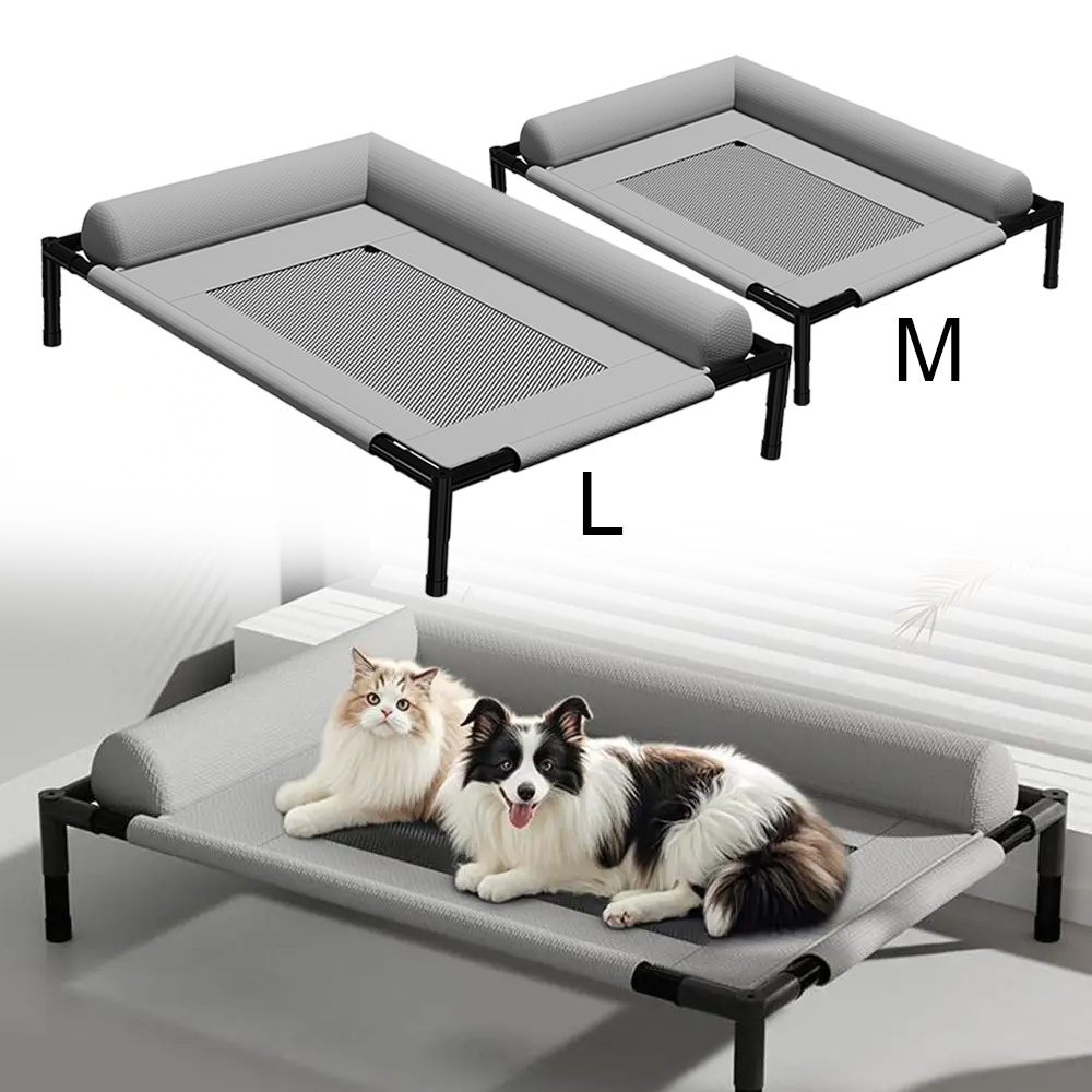 Universal Pet Camping Bed With Supporting Pillow, Sturdy Metal Frame, Designed For Cats And Dogs, Suitable For Small And Medium-sized Breeds