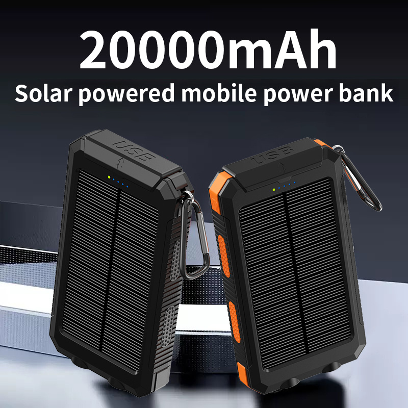 20000mah usb portable charger solar power bank for cell phone solar mobile power portable charger for all devices long lasting mobile   camping led flashlight compass and hiking     for festival