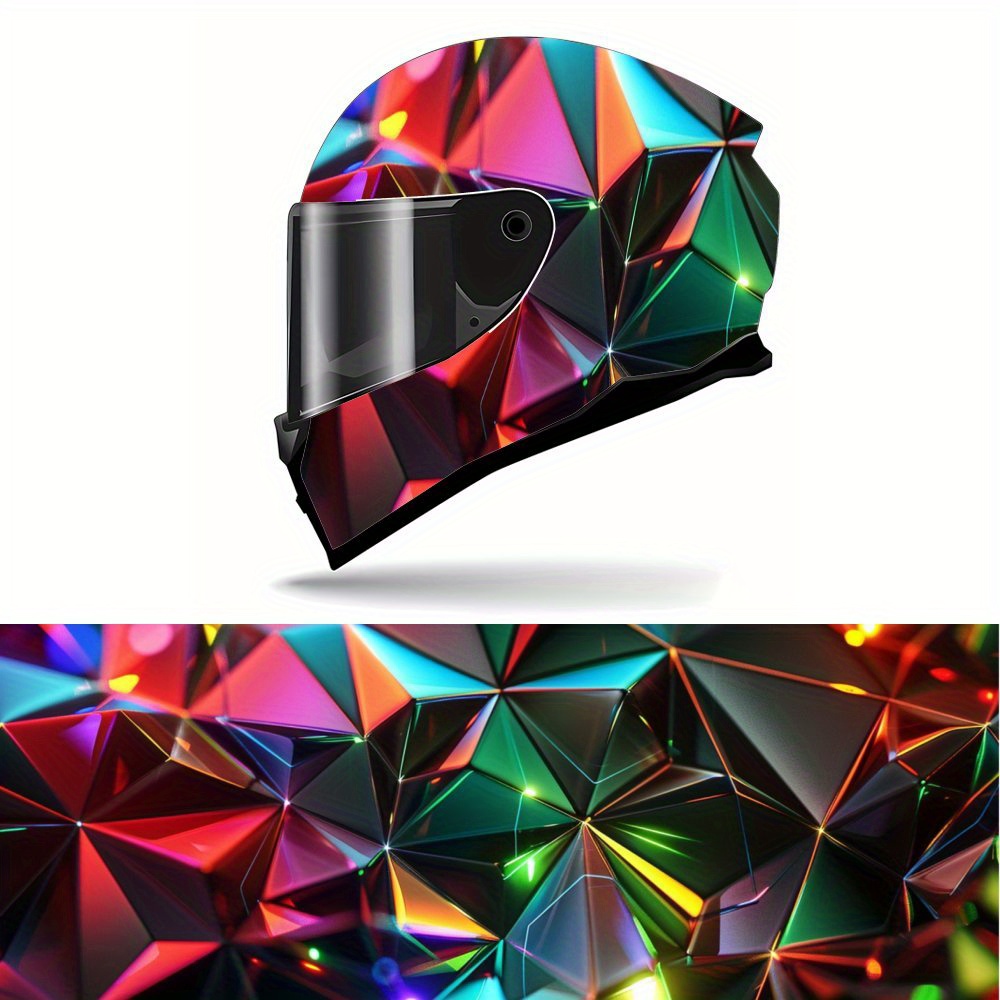 TEMU Full Face Futuristic Helmet Decals - Durable Pvc, Motorcycle Racing Helmet Aesthetic Sticker, Helmet Accessories, Motorcycle Racing Decal |