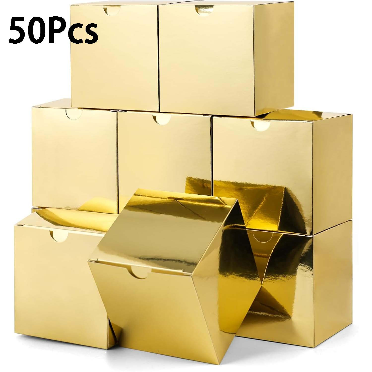 

50pcs " Metallic Foil Gift Boxes With - Diy, Cupcakes & Party Favors | Ideal For Birthdays, Valentine's, Easter & More, Gift Boxes, Wedding, Anniversary