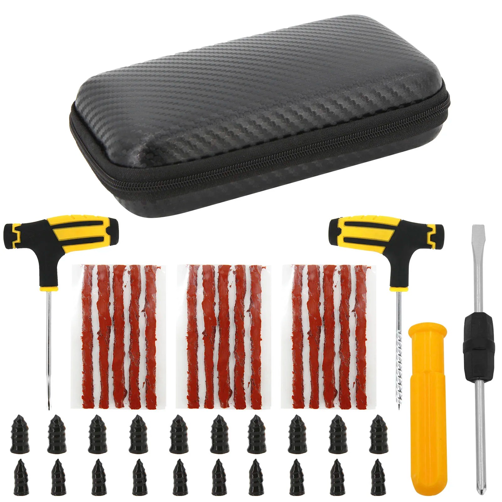 Image of Tubeless Tyre Repair Nails Kit With Screwdriver Storage Case For Car Motorcycle Bicycle Atv E-bike Scooter