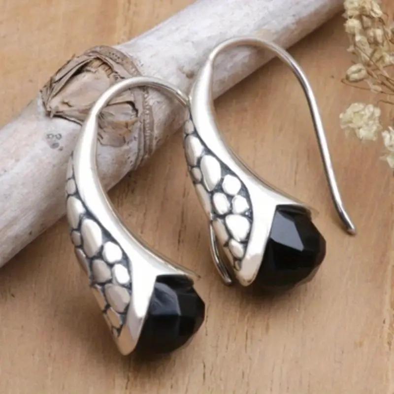 Image of 1 Pair Of Women's Fashion Drop Earrings, Vintage Bohemian Style Teardrop Earrings, Versatile Daily Casual Vacation Ear Accessories For Women