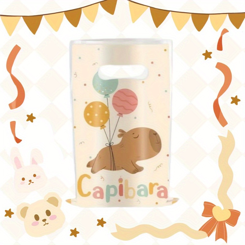 Falueqg Capybara Geschenktüten – 50 Stück, Wiederverwendbar, Mit Griffen – Süße Party-Tüten Für Mottoparty, Geburtstag, Babyshower