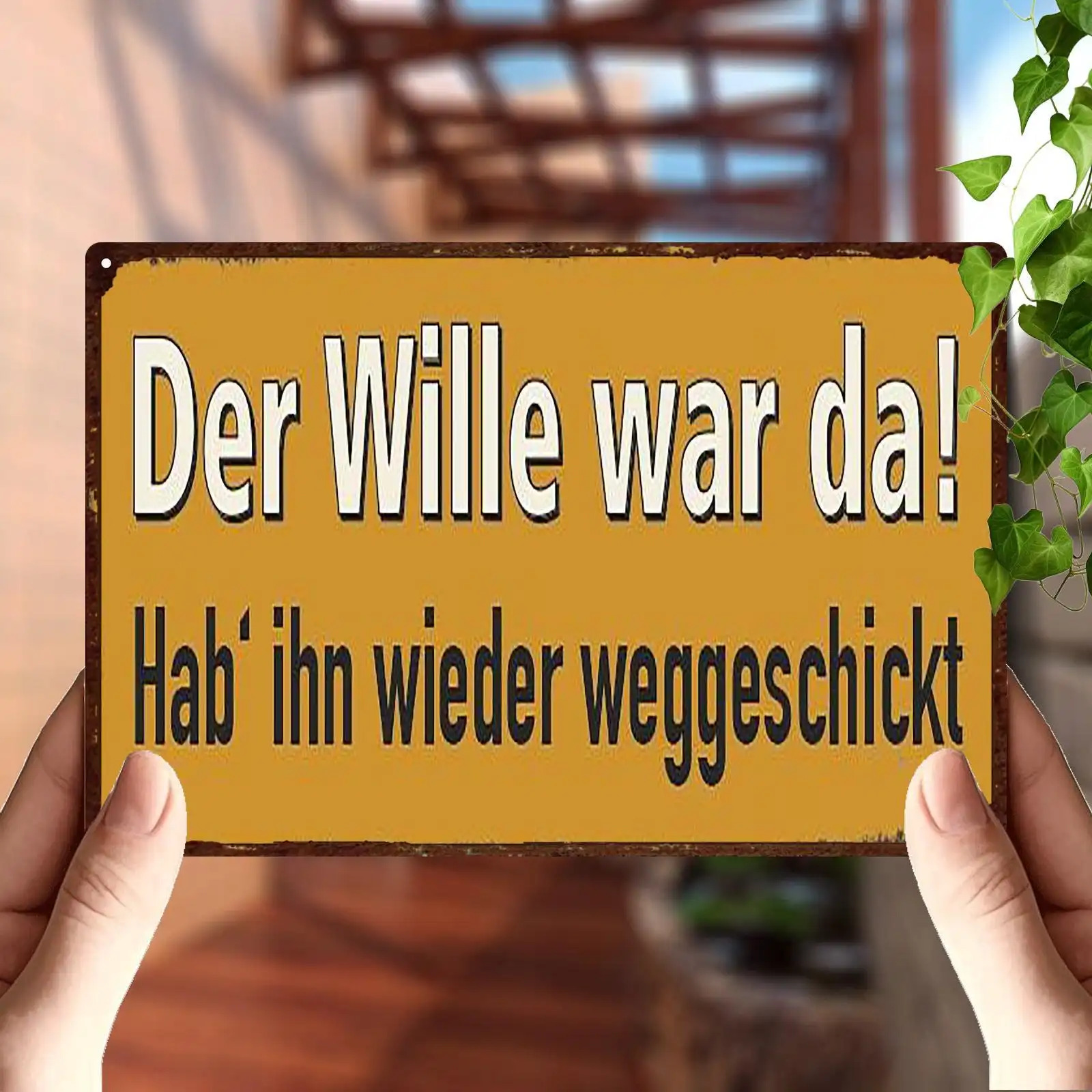 2d Flat - 2d Decorative Wall Plaque Made Of Aluminum, From A Single Piece, Featuring The German " Is ! I Sent It Again" - Retro Vintage Style, Measuring 20.32x30.48 Cm, Perfect For Rustic Home, Office