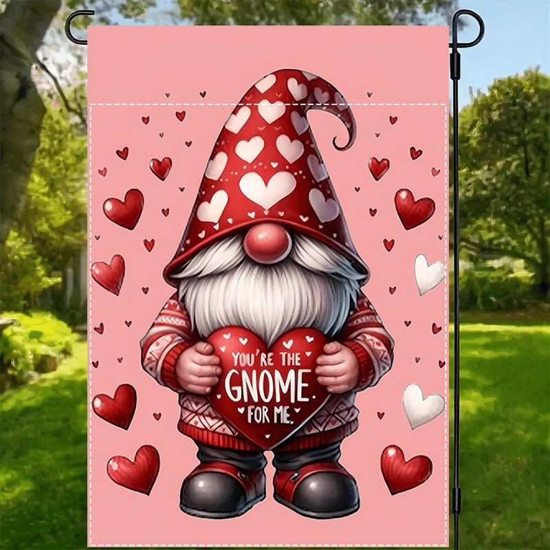

1pc Valentine's Day Garden Flag - Double-sided, Waterproof Polyester, Decor For Porch & Patio, 12x18inch