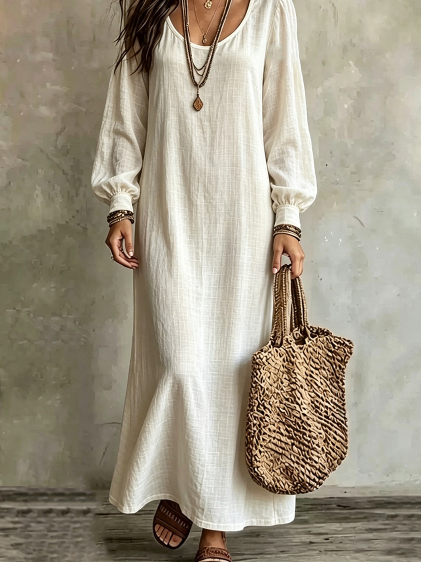 long white flowy boho dress sold on Temu United States gypsy boho dresses