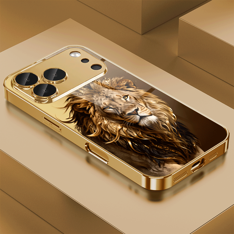 TEMU Phone Case - Mane Pattern Glass Electroplated Phone Case For Iphone