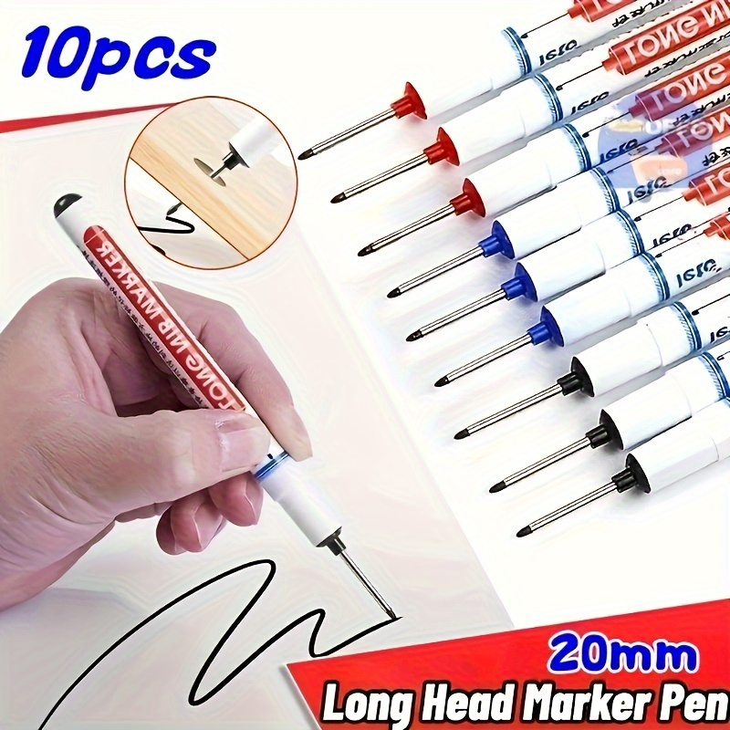 

10 Long Tip Markers For , Oil- Woodworking Markers, Suitable For Ceramics, Bathroom Installation, Decorative And Wood Marking, Of Ppsu Plastic