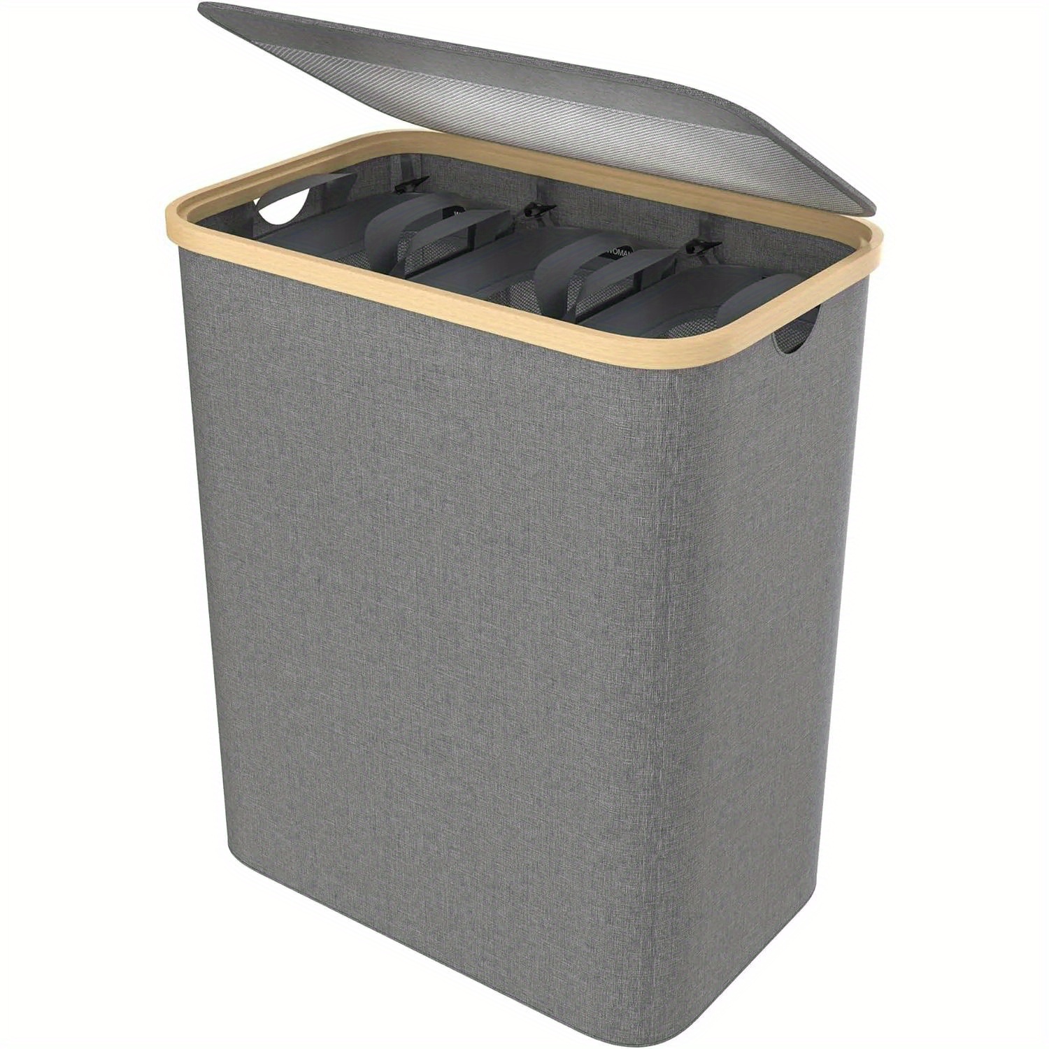 TEMU Laundry Basket, 3 Compartments, Laundry Hamper, Laundry Sorter With Lid And 3 Washable Laundry Bag, Oxford Fabric Laundry Bag For Laundry Room,